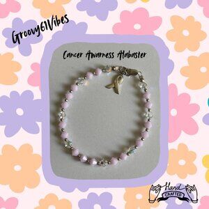 Alabaster Pink Breast Cancer - Handcrafted Austrian Crystal Beads Bracelet